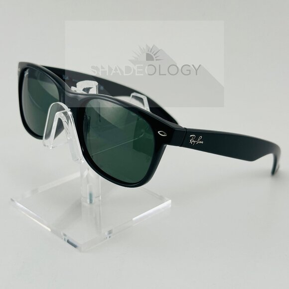 Ray-Ban Sunglasses RB2132 New Wayfarer Classic Black Frame Green G-15 Lens 55mm - Picture 4 of 6